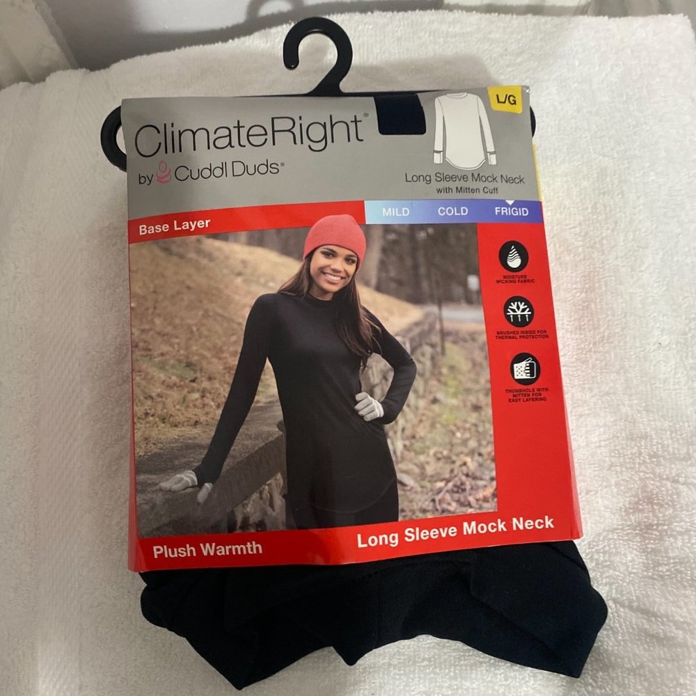ClimateRight Womens Large Black Long Sleeve Thermal Shirt